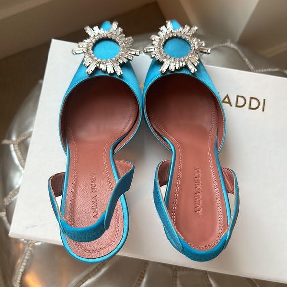Amina Muaddi Begum Crystal Brooch Slingback - Picture 4 of 14